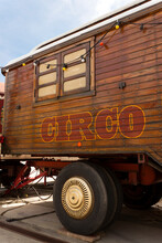 Circus Wooden Vintage Caravan With Painted Spanish Circo Lettering