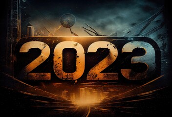 Poster - 2023 Futuristic New Year Fireworks Festival Background Generative AI