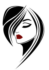 Wall Mural - Beauty fashion woman portrait with red lips with hairstyle on white background