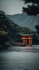 Wall Mural - torii in the lake