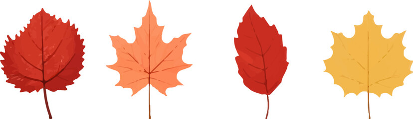 Fototapete - Set of autumn leaves.Colorful leaf icons collection. Watercolor autumn leaves.Maple leaf.