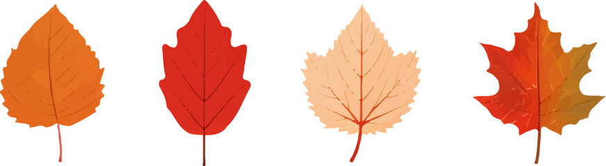 Fototapete - Set of autumn leaves.Colorful leaf icons collection. Watercolor autumn leaves.Maple leaf.