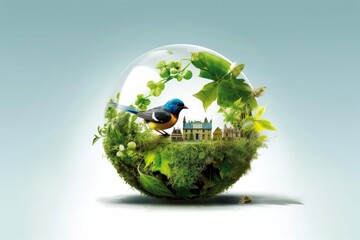 Wall Mural - Illustration image, Nature and Sustainability, Eco-friendly Living and conservation, Concept art of Earth and animal life in different environments, Generative AI illustration