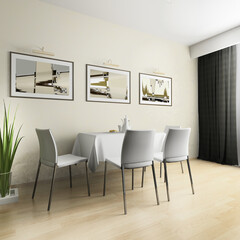 Wall Mural - modern domestic Kitchen, stylish interior design, 3d rendering