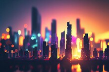 Neon City Background Generative AI
