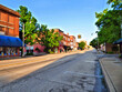 Route 66 in historic downtown Sapulpa, Oklahoma. Early morning in the summer.