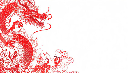 Wall Mural - Traditional Chinese dragon engraving illustration. Chinese year of the dragon