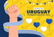 Happy Uruguay Independence Day Vector Illustration on 25 August with Waving Flag in National Holiday Flat Cartoon Hand Drawn Templates
