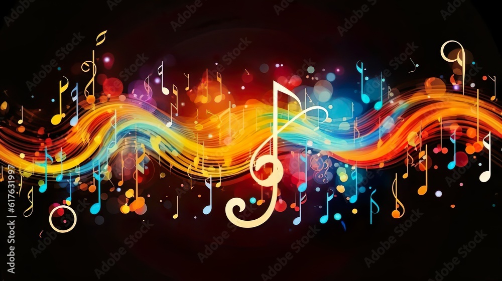 Colorful music background with musical notes Stock Illustration | Adobe ...