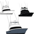 High quality  fishing boat vector line art, white, black, color illustration t-shirt or  printable on various materials vector design
