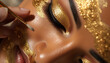 Golden glamour a close up portrait of a beautiful woman face generated by AI