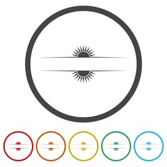 Poster - Sunshine Icon Logo Template. Set icons in color circle buttons