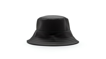 Black bucket hat isolated on white background, illustration for product presentation template, copy space wallpaper. 