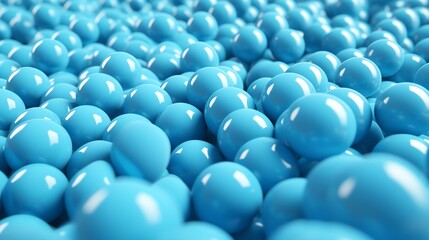Poster - Abstract blue bouncing balls background, illustration for product presentation template, copy space wallpaper. 
