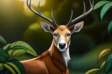 Wall Mural - deer in the forest