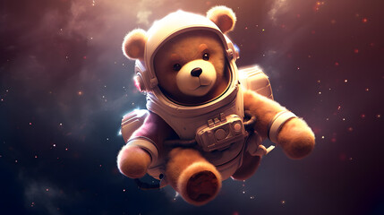 teddy bear in astronaut space,