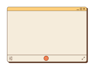 Wall Mural - Vector y2k photo booth window. Nostalgic UI. Retro computer interface. Photo app layout. Desktop camera application. Vector flat style illustration.