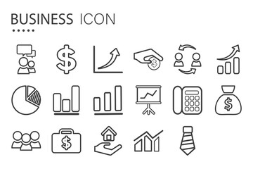 Wall Mural - Business icon by black line. Isolated on white background.
