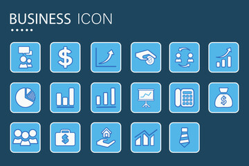 Wall Mural - Business icon in blue square.