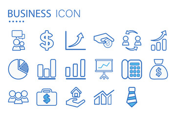 Wall Mural - Business icon by blue line. Isolated on white background.