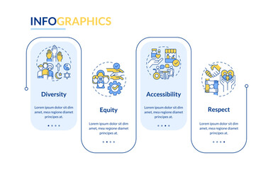 Social inclusion rectangle infographic template. Equal opportunity. Data visualization with 4 steps. Editable timeline info chart. Workflow layout with line icons. Lato-Bold, Regular fonts used