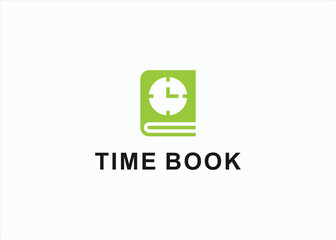 Wall Mural - book with clock logo design vector silhouette illustration