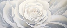 White Rose Painting With Gray Swirls