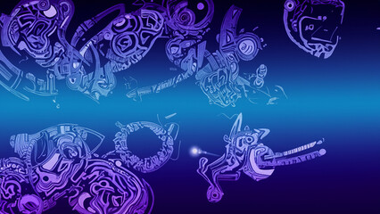 Wall Mural - Abstract complex alien hieroglyphs symbols, digital illustration art work