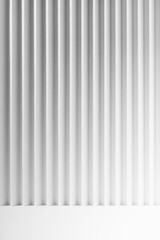 Poster - white abstract background of vertical striped rippled gradient light pattern, perspective, floor, st