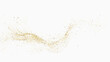 Scattered golden particles on a white background. Festive background or design element.