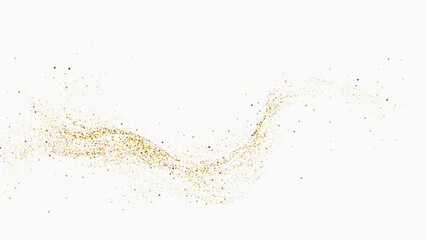 Wall Mural - Scattered golden particles on a white background. Festive background or design element.