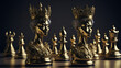 Chess queen in gold color. The conceptual image of business success.