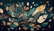 dried forest leaves used as confetti glitch art 