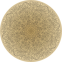 Vector round golden classic ornament. A circle with a black pattern. Ceiling decoration, ancient Rome, Greece.