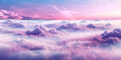 AI Generated. AI Generative. Nature outdoor air sky purple pink clouds. Adventure love romantic fly wild vibe. Graphic Art