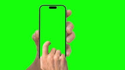 Wall Mural - phone iphone in a hand advertisement on the green backgrounds