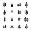 Christmas, pine, fir tree geometric icon collection for logo design. Set of line logotype template isolated