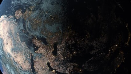 Wall Mural - animation of a realistic planet earth in a dark space background