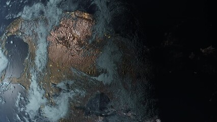 Wall Mural - animation of a realistic planet earth in a dark space background