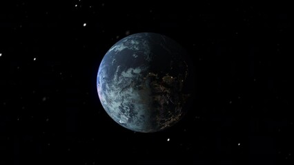 Wall Mural - animation of a realistic planet earth in a dark space background