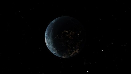 Wall Mural - animation of a realistic planet earth in a dark space background