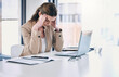 © Lategan/peopleimages.com - Headache, stress and woman in business, working at computer, desk with pain or corporate office of lawyer. Exhausted, burnout and anxiety in legal, law firm or employee frustrated with mistake