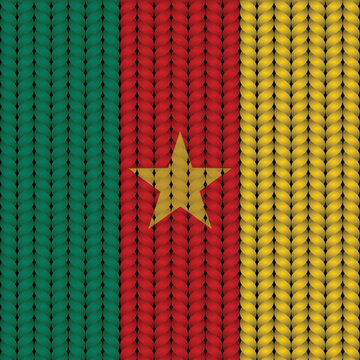 Flag of Cameroon on a braided rop.