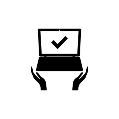 Poster - Laptop with hand icon isolated on transparent background