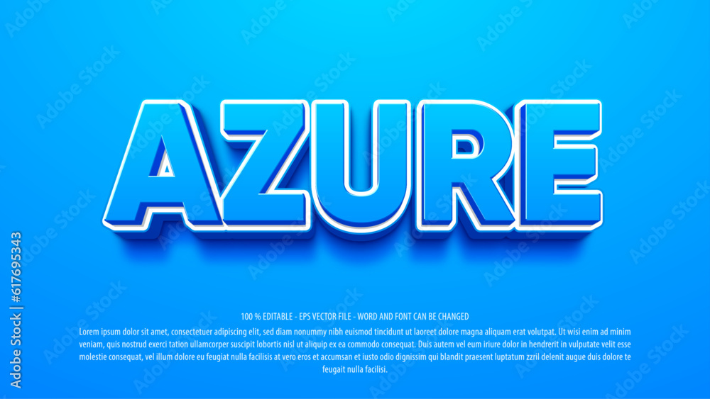 Editable text effect blue 3d style Stock Vector | Adobe Stock