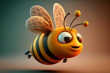 A Cartoon Bee That Is Flying And Smiling At The Camera
