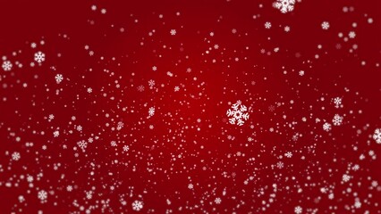 Sticker - 3D rendered animation of falling snowflakes isolated on the empty red background