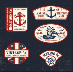 patch design pack as vector with vintage mariner concept