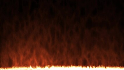 Wall Mural - 3D rendered animation of orange burning flames isolated on the empty black background