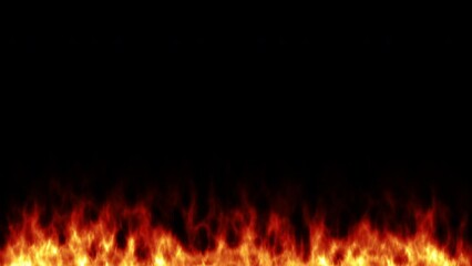 Wall Mural - 3d rendered animation of burning flames isolated on the empty black background